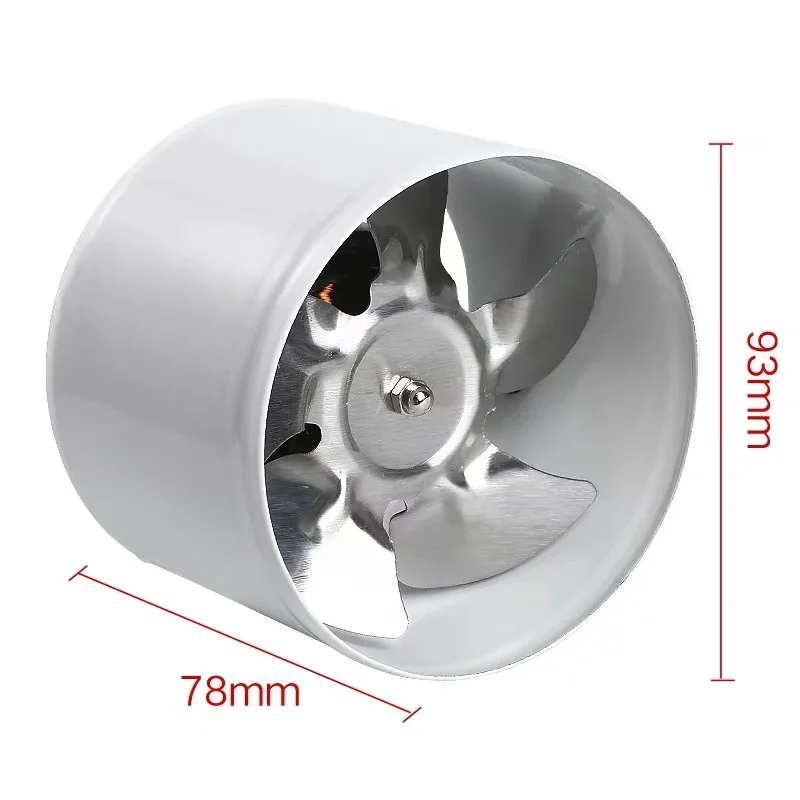 4 Inch Pipe Stainless Steel Exhaust Fan Window Duct Air Ventilation Blower 4\'\' Toilet Kitchen Ventilator Booster Extractor 100mm