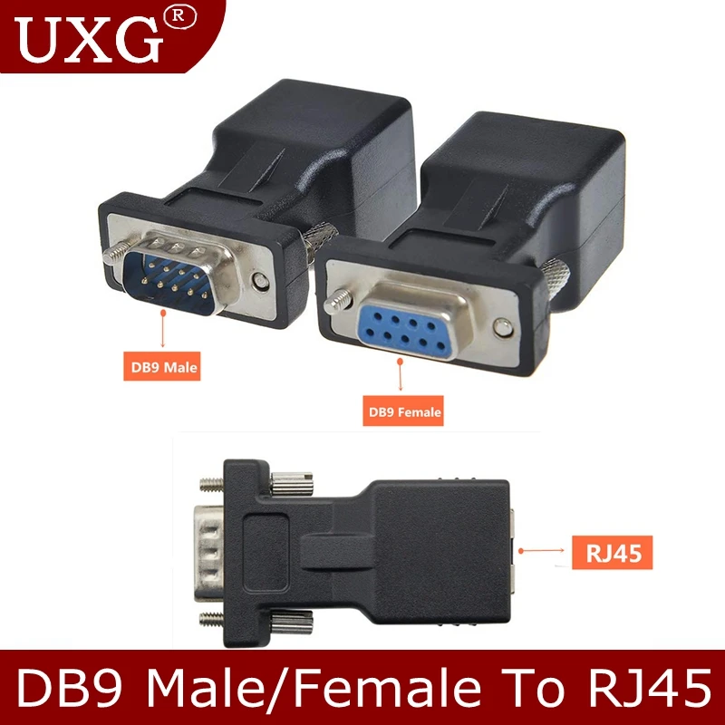 New Arrival DB9 RS232 Male/Female To RJ45 Female Adapter COM Port To LAN Ethernet Port Converter