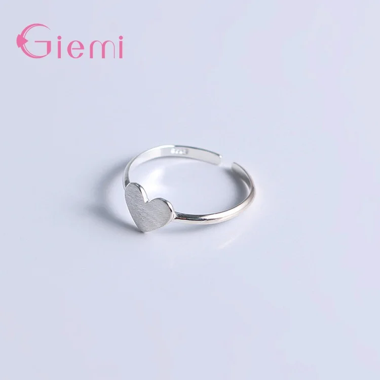 Authentic 925 Sterling Silver  Small Heart Pattern Finger Rings For Women Simple Style Christmas Gift Jewelry