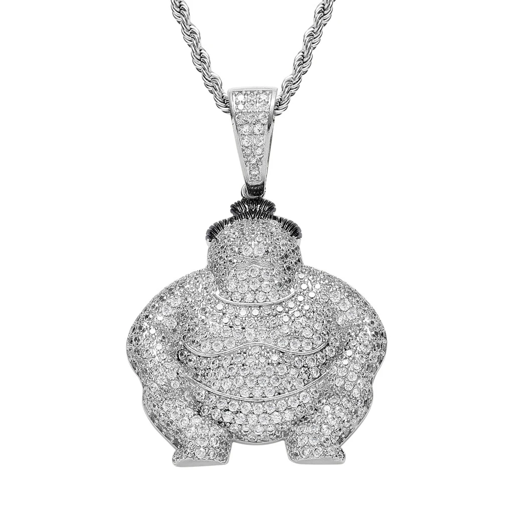 

AZ Хип-хоп японский сумо Wrestler Iced Out кулон ожерелье для мужчин с AAA + циркониевым камнем длинное звено веревка-цепочка колье Бесплатная доставка