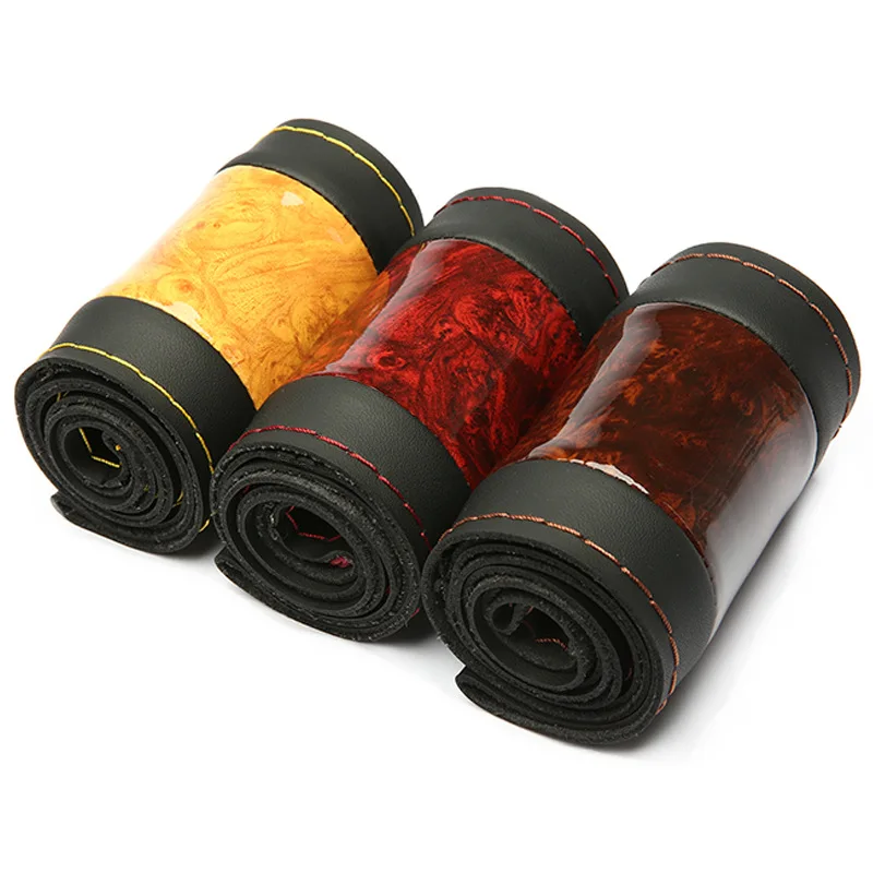 38CM DIY Hand Sewing Steering Wheel Cover Anti-slip Auto Steering Wheel Cover Car With Needles and Thread