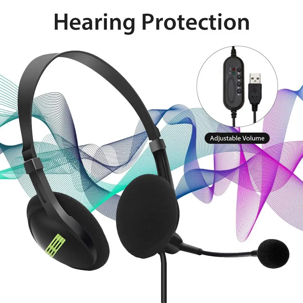 USB Headphone Lightweight Comfortable Headset With Flexible Microphone Universal Accurate Design Suitable For Computers Laptops