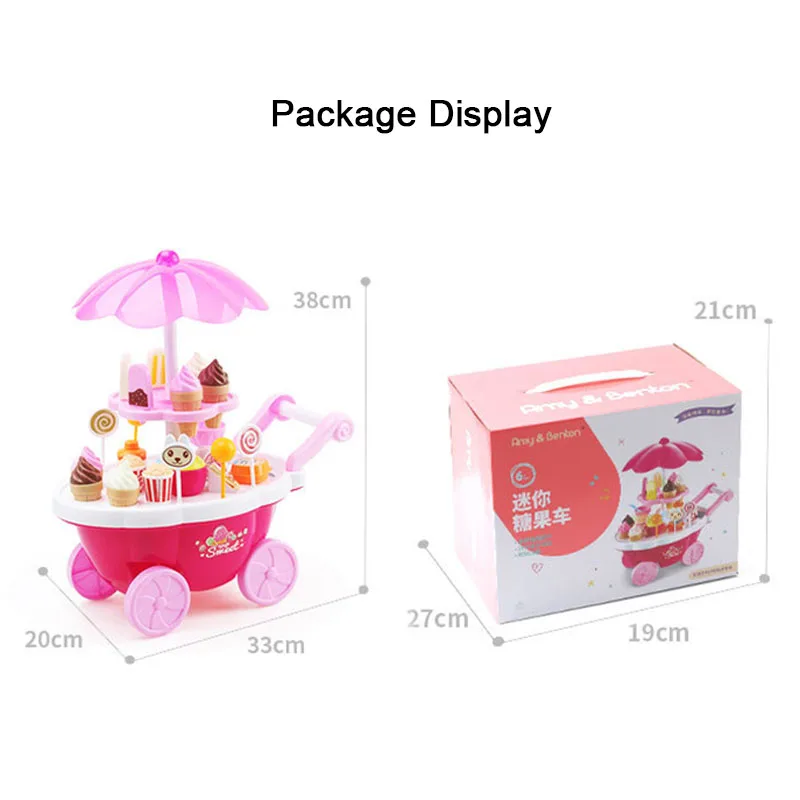 Mini Candy Cart Kids Ice Cream Cart Electric Lighting And Musical Pretend Play Cart Ice Cream Box Boys And Girls Birthday Gift