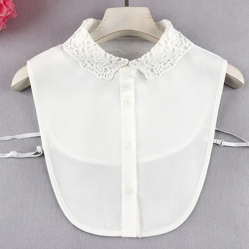 Fashion Solid White Women Fake Collar Female Chiffon Shirt False Collar Ladies Dress Detachable Collar Lapel Shirt Decor