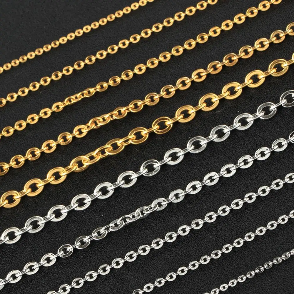 Wholesale 1.5/2/2.4/3.2mm Stainless Steel Cross Link Chain Necklace 10/20/50/100pieces In Bulk Women Mens DIY Jewelry