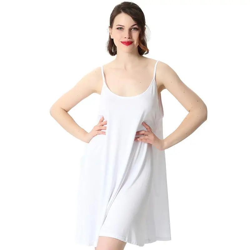 Plus Size 6XL 7XL Modal Women Nightgown SEXY Spaghetti Strap Nightdress Casual Sleepwear Bathrobe Soft Breathable Home Dress