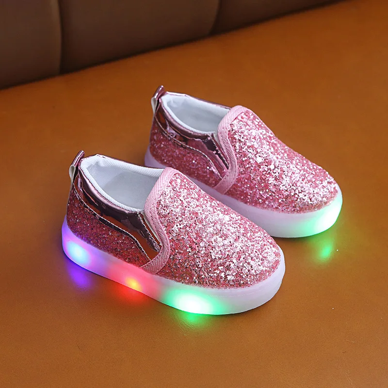 Kids Led Sneakers Lighted Baby Toddler Sneakers Sequin Girl Light Shoes 2020 Autumn Luminous Shoes For Boys 1 2 3 4 5 6 Year Old