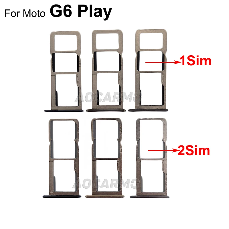 Aocarmo For Motorola Moto G6 Play XT1922 Dual Single Sim Card MicroSD Holder Tray Slot Black Blue Silver Gold Replacement Part