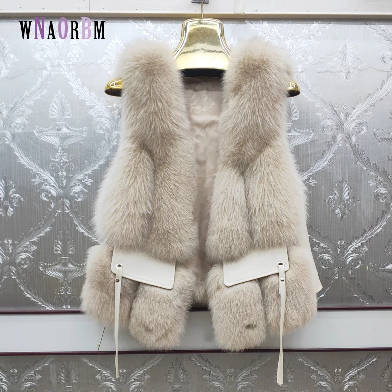 

Autumn And Winter New Fox Fur Vest Women's Coat Genuine Leather Sheep Skin Gilet Natrual Fox Fur Jackets Real Fox Fur Coats