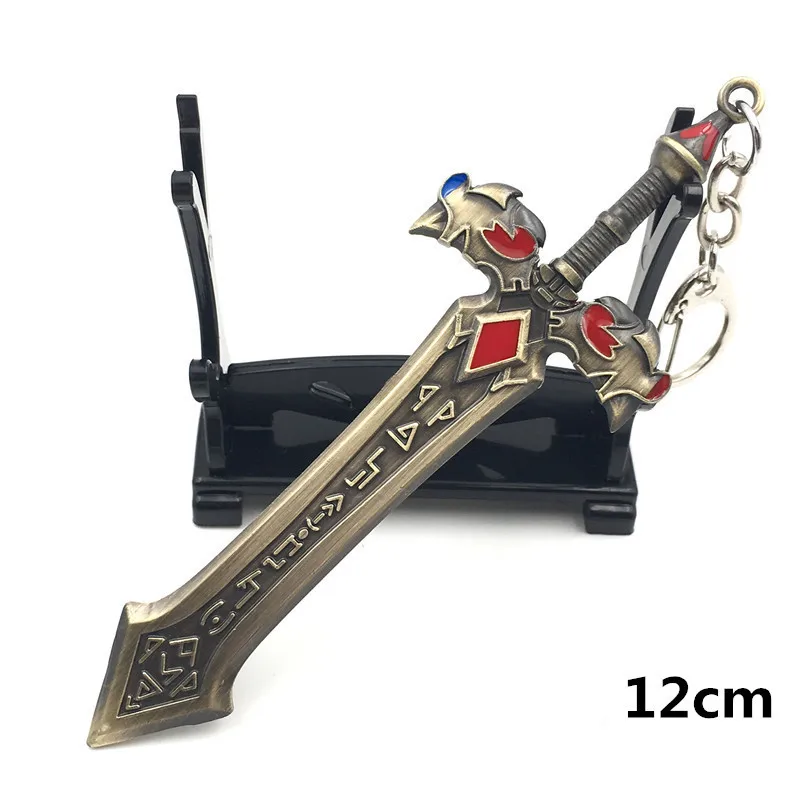 Game LOL Keychain League Of Legends Superhero Weapon Model Metal Pendant Key Rings Fans Nice Souvenir llaveros Jewelry Gift 12CM