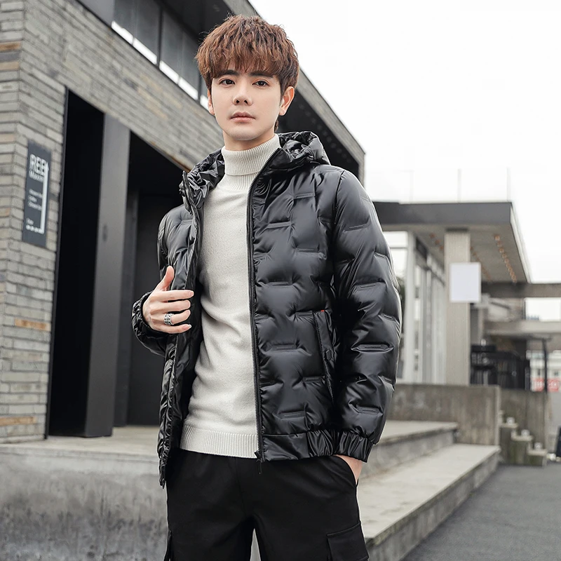 New bright down jacket for men and women short hooded white duck down warm coat tide cold jacket brand fashion hooded coat