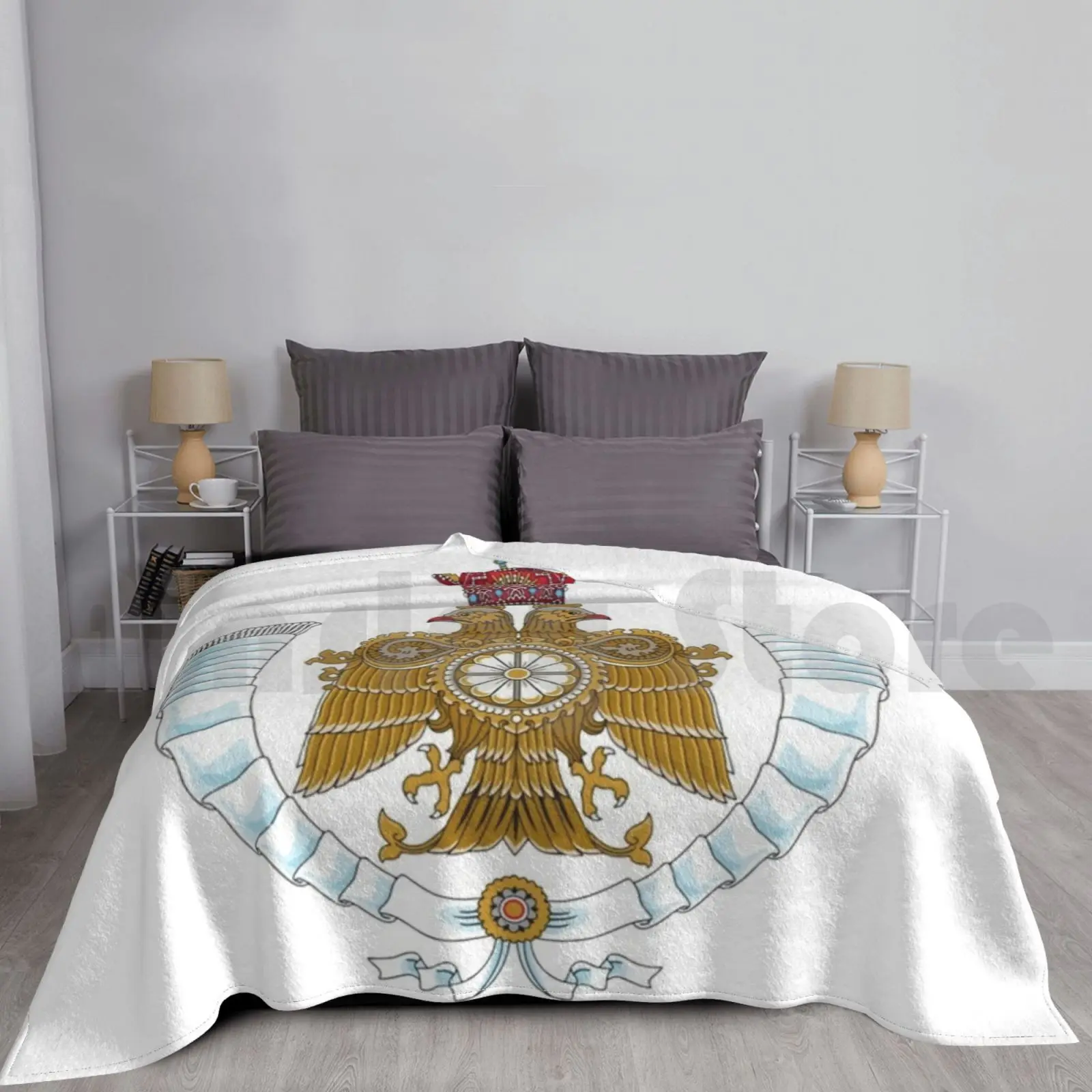 Pahlavi Dynasty Persian Empire Blanket Fashion Custom Pahlavi Persian Imperial Persian Iran Coat Of Arm