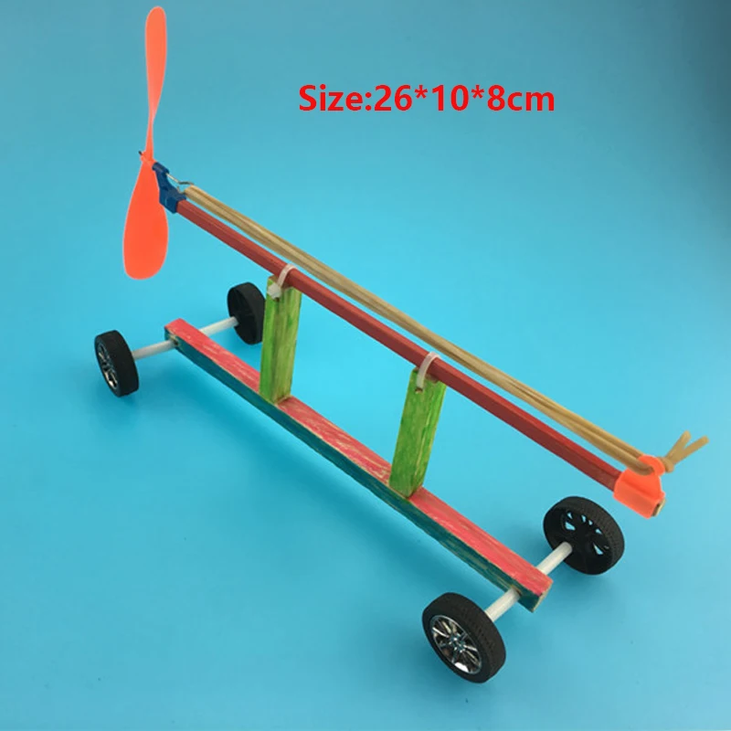 Elastico Power Car kit di scienza educativa fai-da-te esperimento per bambini divertimento giocattoli di fisica stelo scuola progetto regalo legno