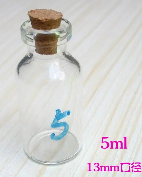 200pcs 5ml Clear glass vials Transparent Glass Bottles Cork bottle drift bottle messenger bottle