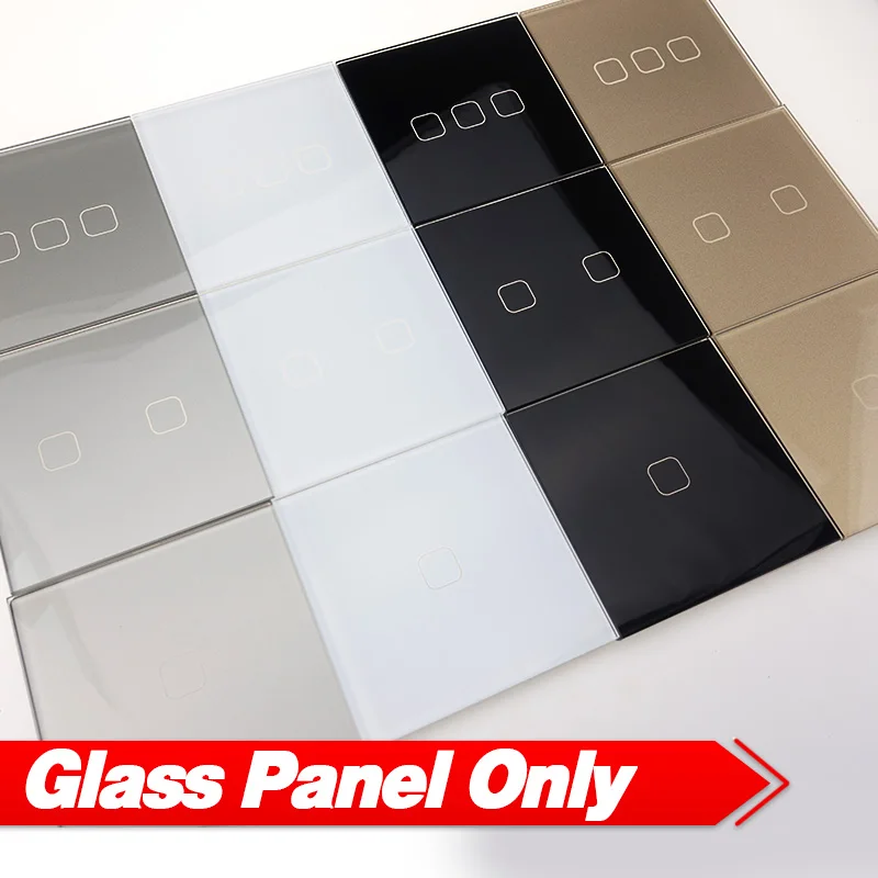 (Not switch)Touch Switch Panel Round Square 86mm *86mm EU UK 1G 2G 3G Luxury Crystal Glass Panel White Black Grey Gold 1 Piece