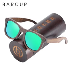 BARCUR Natural Wooden Sunglasses Polarized Men Handmade Bamboo Sun glasses for Women With Original Package