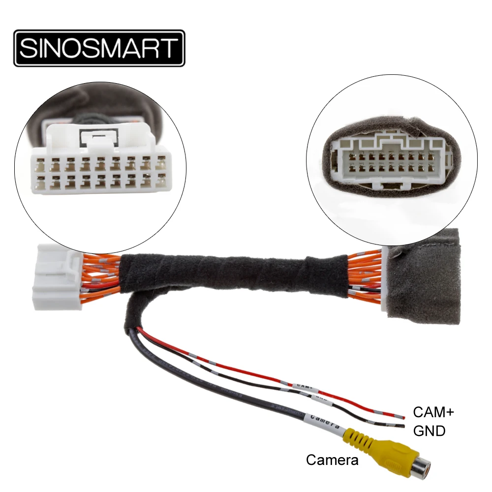 SINOSMART C18 18-PIN Connection Harness for Mazda CX-3 CX3 2019 Reversing Camera to OEM Monitor without Damaging Car Cable