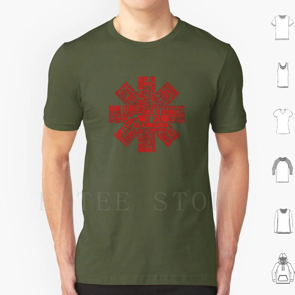 Camiseta con Logo rojo de canciones para hombre, Camiseta de algodón 6xl con Logo rojo de chile, Anthony Kiedis John Frusciante, álbumes de pulgas, canciones, californication