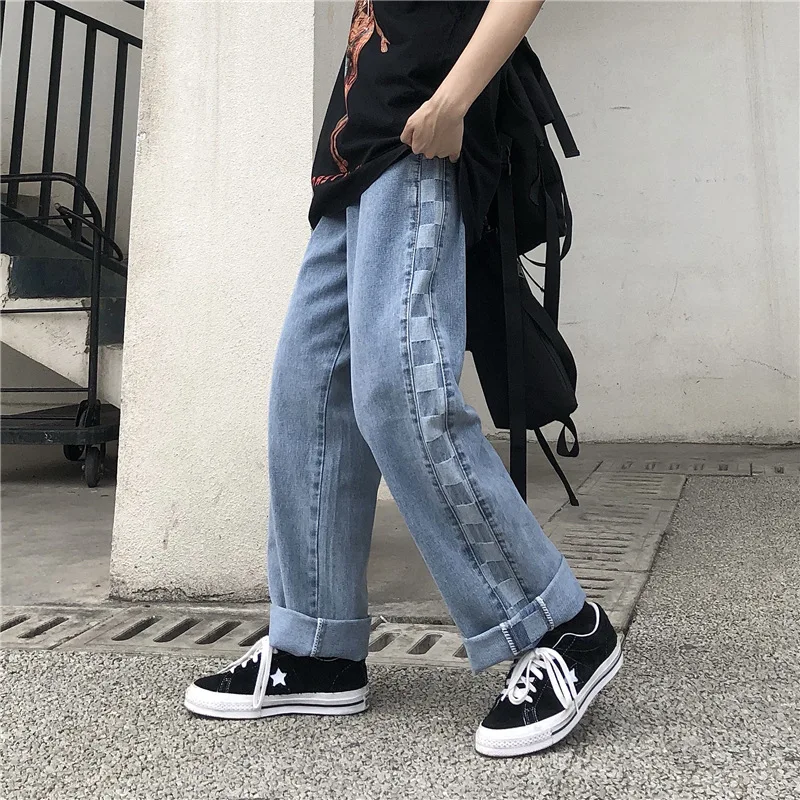 ICCLEK 2021 Fall Hot Sale Pants High Street Jeans Men's Jeans American Wide Leg Casual Pants Ripped Jeans  Low Rise Jeans