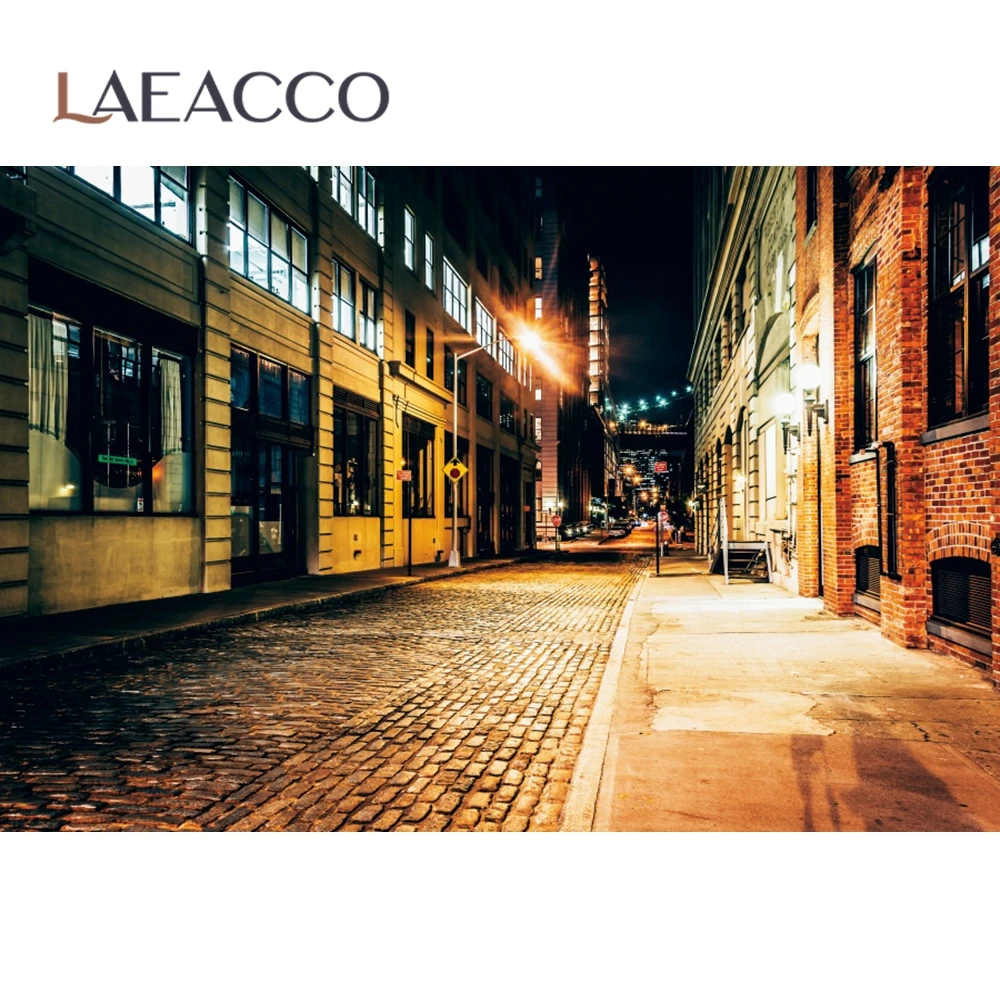 Laeacco Old Town Street House Street Shop Night Scenic Photographic Backgrounds Photography Backdrops Photocall Photo Studio