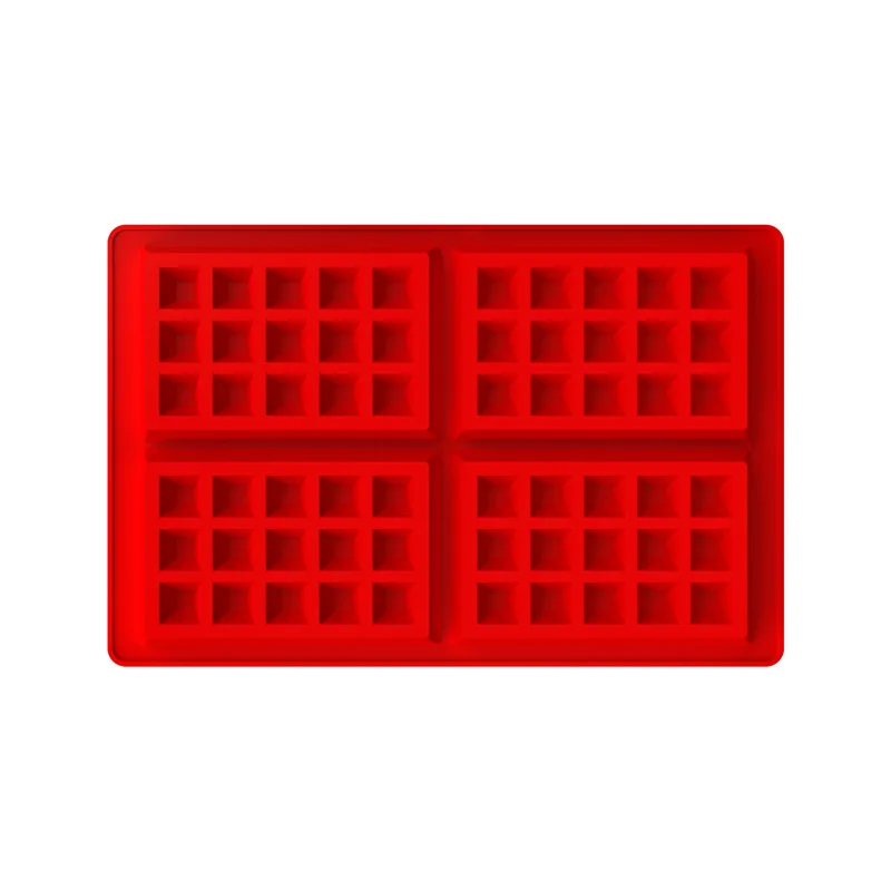 

4-Cavity Silicone Waffle Maker Mold | Square Red Non-Stick Baking Pan | 14x9cm DIY Chocolate Cookie Mold | Fast Shipping