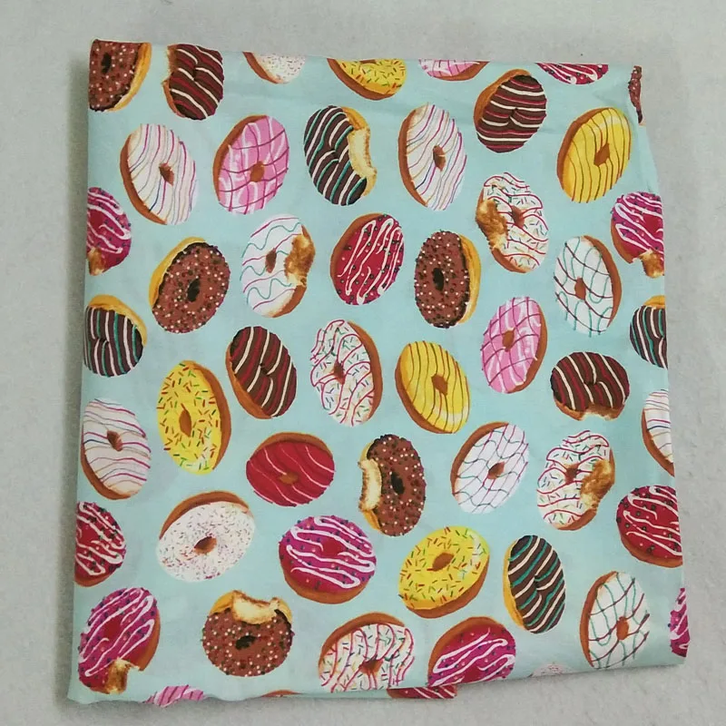 50x105cm Pink Donut Snack Food Cake Series Printed Cotton Fabric Food Fabric Patchwork Cloth Bag Home Decor