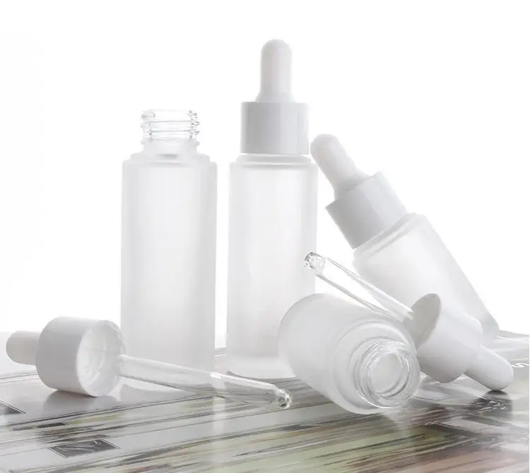 15ml 30ml Empty Frosted Clear Glass Dropper Bottle EyeSerum Glass Bottle With White Dropper Cosmetic Container SN3149