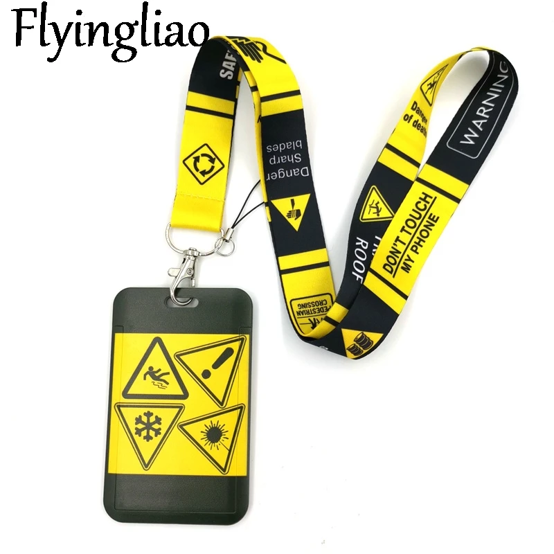 

Caution Warning signs Key lanyard Car KeyChain ID Card Pass Gym Mobile Phone Badge Kids Key Ring Holder Jewelry Decorations