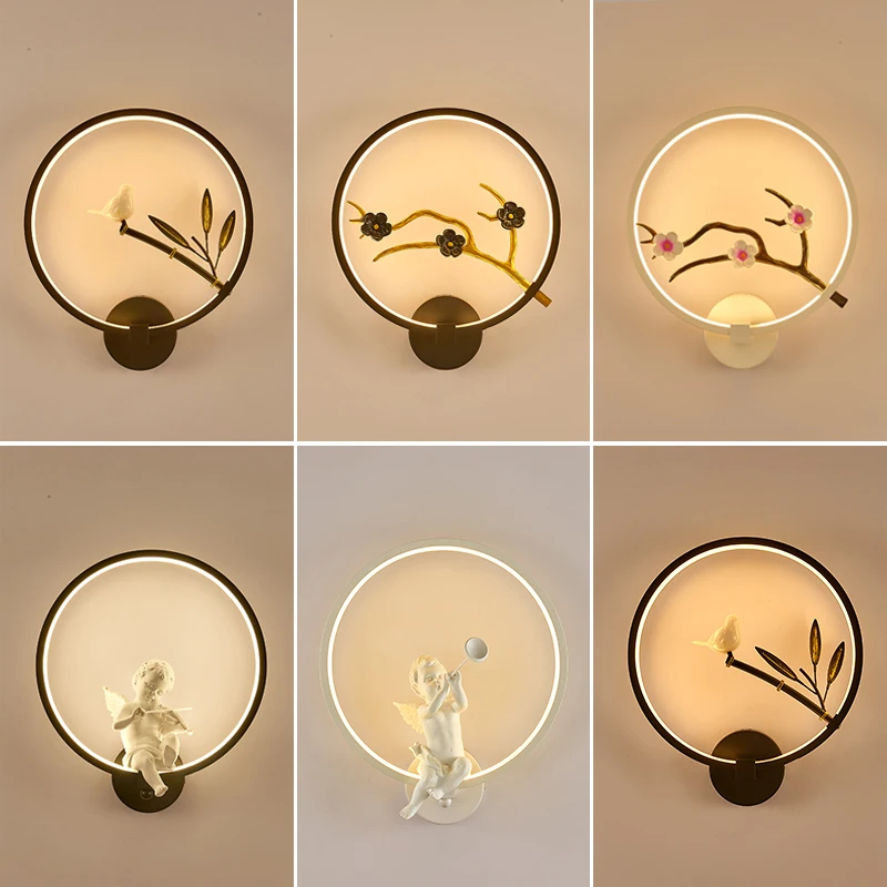 Modern Creative led Wall Light indoor Bedroom Living Room balcony Corridor stairs Lights wall decor Birds Angel Wall lamps luces