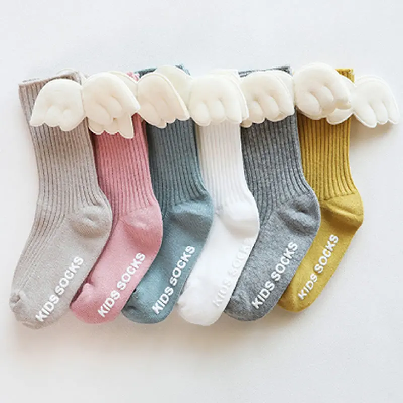 Wings thin cotton newborn baby socks boy girl round neck socks children loose summer lovely children\'s waist socks