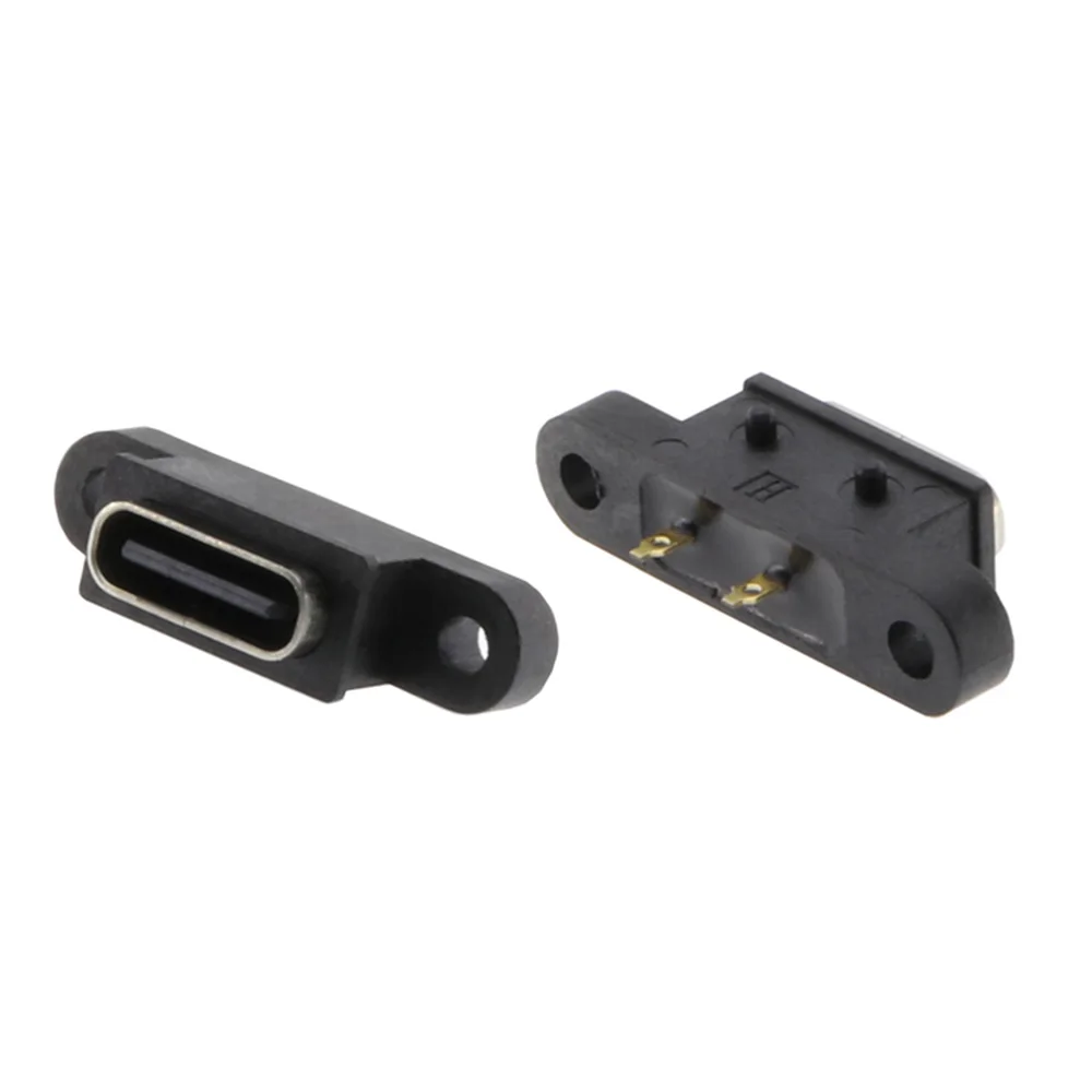 2-50pcs tipo C 2pin porta femmina USB C impermeabile con foro per vite interfaccia di ricarica a ricarica rapida connettore USB a 180 gradi