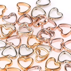 50pcs/lot KC Gold Plated Heart Shaped CCB Bead Frames With Double Hole for Jewelry Making Accessories DIY Gift Bracelet Earrings