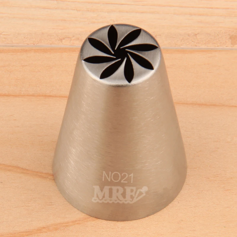 MRF 1PCS Stainless Steel 18/8 Standard Russian Flower Pastry Icing Tip,Cake Craft Cupcake Dessert Piping Nozzle HBNO21
