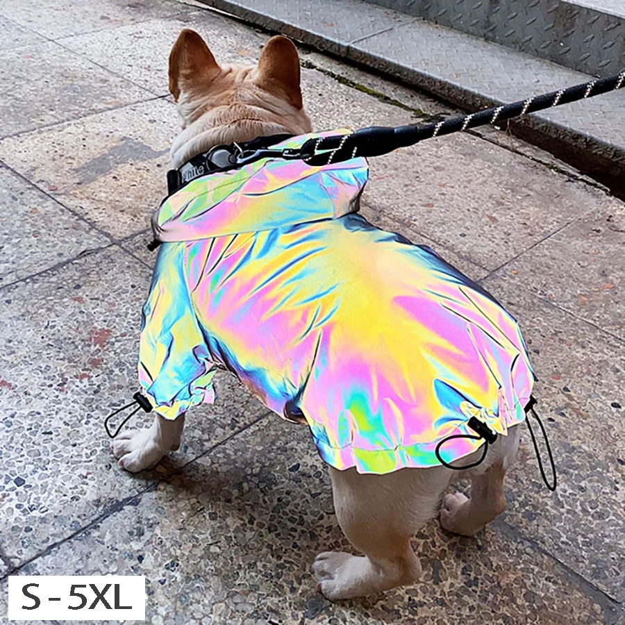 Fashion Pet Dog Clothes Cool Colorful Reflective Coat Waterproof Reflective Pet Jacket Dog Cat Coat for Small Medium Large Dogs