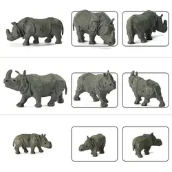 Evemodel Animals 12pcs Model Railway HO Scale 1:87 Rhinos PVC Painted Wild Animals Rhinoceros Zoo Scene AN8711