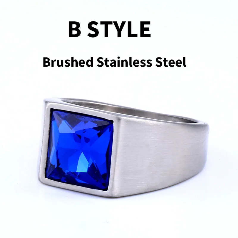 BEIER 316L stainless steel Simple men and women rings Fashion Inlaid Red/Blue/Black Stone jewelry BR8-701