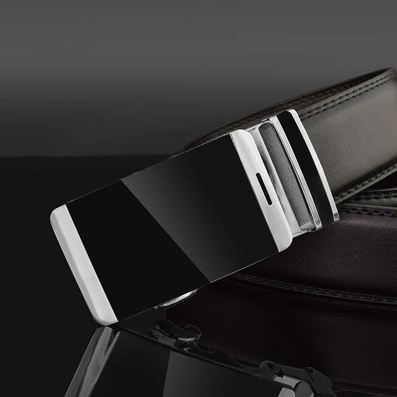 3.5cm Automatic Buckle belt men High Quality Waist Strap fashion genuine leather white Grain designer Waistband ceinture homme