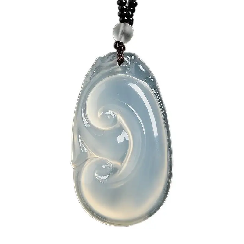 Agate Pendant Ice Jade Lucky Stone Natural Exquisite Chalcedony Necklace Quality Jewelry Accessories Neck Decoration Gift