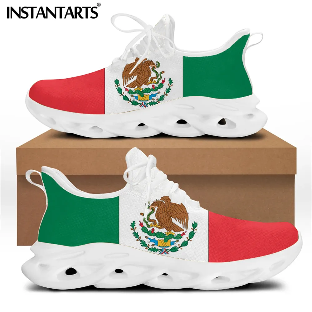 INSTANTARTS Mexico Flag Brand Design Men Casual Sneakers Flats Lace-up Breathable Men's Walking Footwear Male Shoes Masculino