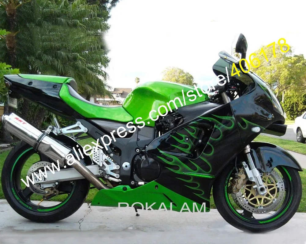 

Green Flame bike fairing kit FOR ninja ZX-12R 2000 2001 ZX12R 00 01 ZX 12R 00-01 body kit (Injection molding)