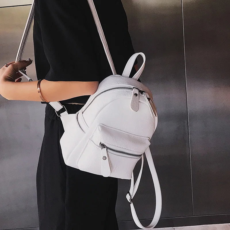 2023 New Women Backpack Quality Soft PU Leather Backpacks Travel Multi-Function Back-pack Mini Branded Girls College schoolbag