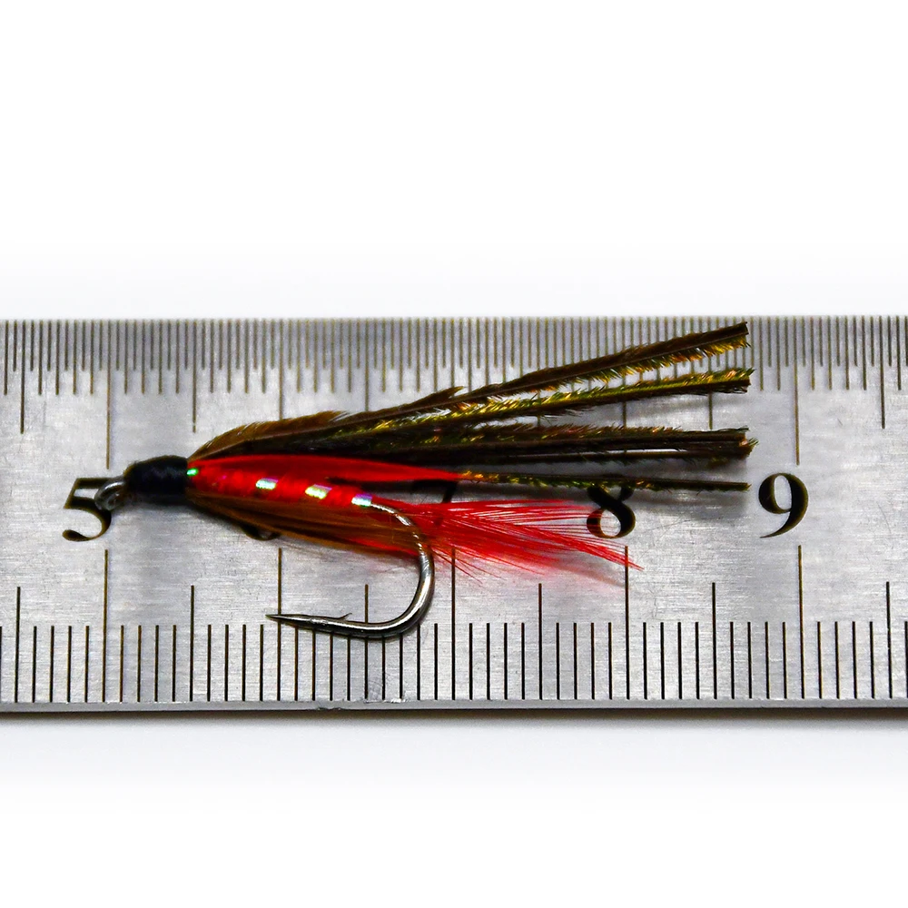 MNFT 10PCS 7# Red Peacock Demon Streamer Artificial Baits Fly Trout Flies Fly Barbed Hooks Fishing Lure