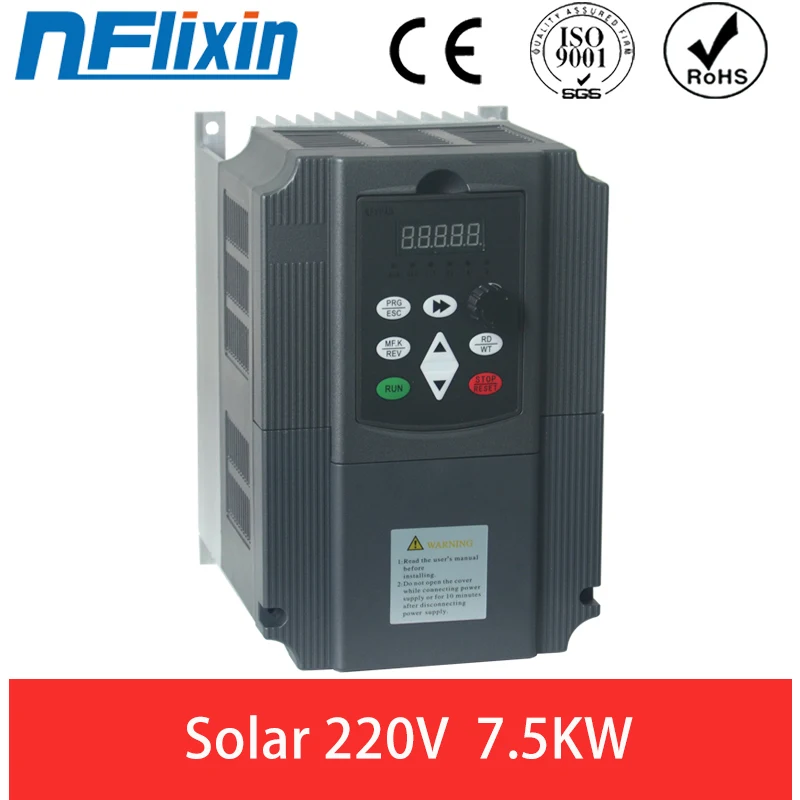 HOT! 7.5KW single-phase input 220V three-phase output 220V VFD Solar Frequency inverter Adjustable Speed