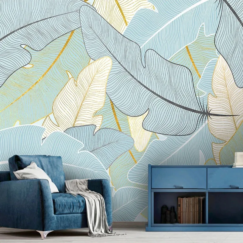 Photo Wallpaper Modern Simple 3D Abstract Hand Drawn Lines Leaves Mural Living Room TV Sofa Bedroom Home Decor Papel De Parede