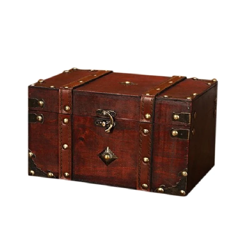 

Retro Treasure Chest Vintage Wooden Storage Box Antique Style Jewelry Organizer for Jewelry Box Trinket Box Big