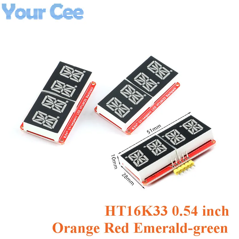 Moduł cyfrowego wyświetlacza LED 0.54 cala HT16K33 4-bitowy, kolor czerwony, szmaragdowo-zielony, pomarańczowy, interfejs I2C IIC dla Arduino