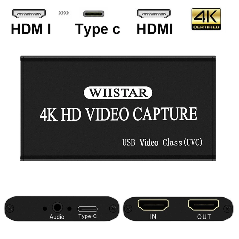 HDMI to USB 2.0 TYPE C Video Capture Card Full HD UVC Playback Card for Live Streaming Support vMix OBS Studio