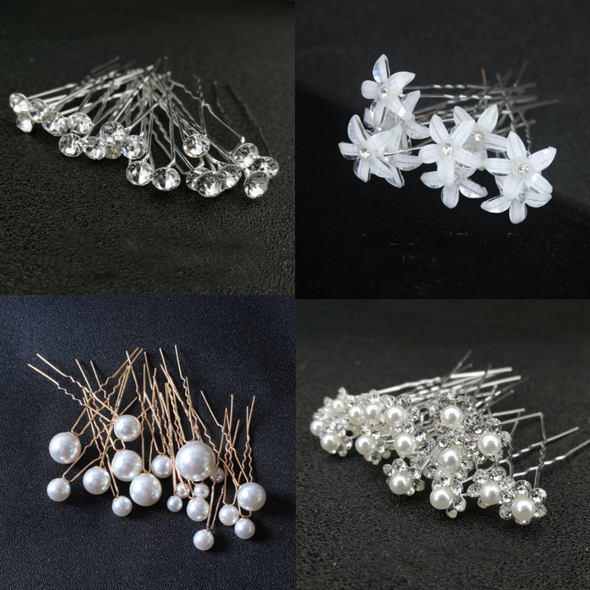 Women Flower Hairpin Stick Wedding Bridal Crystal Pearl Hairpin U Shaped Hair Clip Barrettes Hair Accessories Wholesale