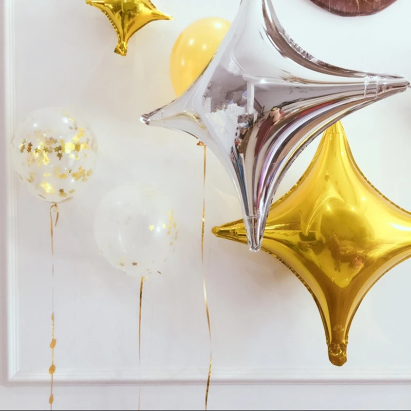 5pcs/10pcs 10inch small four-pointed star aluminum film balloon birthday party wedding decoration star balloon happy new year