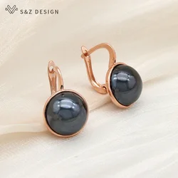 S&Z DESIGN New Simple Large Round Simulated-pearl Dangle Earrings For Women Girl Wedding Rose Gold Color Jewelry